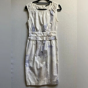 Hugo Boss Sleeveless Cotton Abstract Print Belted Midi Dress Sz 8